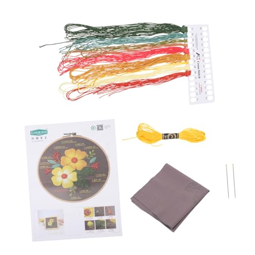 SHINEOFI 1 Satz Stickmaterialpaket Nähen Herstellung häkeln Mini Nadeln embroidery kit wohnungseinrichtung werkzeug dreidimensionale Kreuzstichpackung Stickerei-Versorgung Stoff Yellow von SHINEOFI