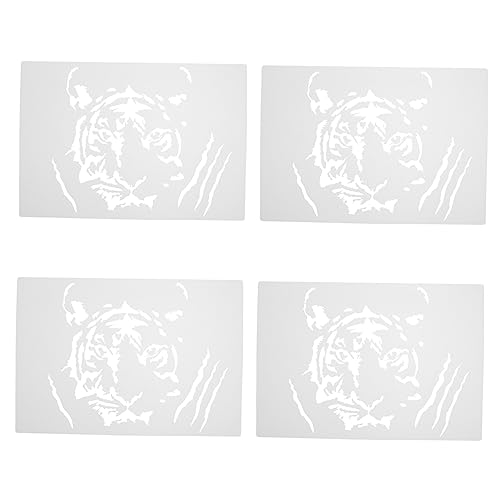 SHINEOFI 1 Satz Tiger-doodle-vorlage Pastell Acetat Gel Klares Papier Wohnungseinrichtung Wohnungsdeko Easy Putz Schablonen Tierische Vorlage Tiger Malschablone Plastik Transparent 4 Stück von SHINEOFI