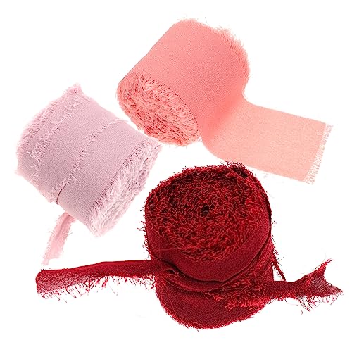 SHINEOFI 1 Satz Von Hand Zerrissenes Band Mit Rohen Kanten Dekorationen Satinband Sackleinen Goldenes Strassband Gelbes Band Stifte Weißes Band Bänder Rosa Schleife Polyester 3 Rollen von SHINEOFI