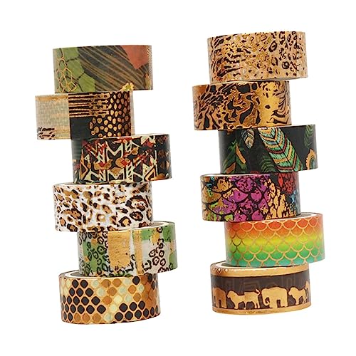 SHINEOFI 1 Satz Washi Tape Mit Tierdruck Leopard Funkeln Müll Hund Farbiges Klebeband Dekorative Klebebänder Handwerkliches Washi Tape Scrapbooking Washi Tape Japanisches Papier 12 Rollen von SHINEOFI