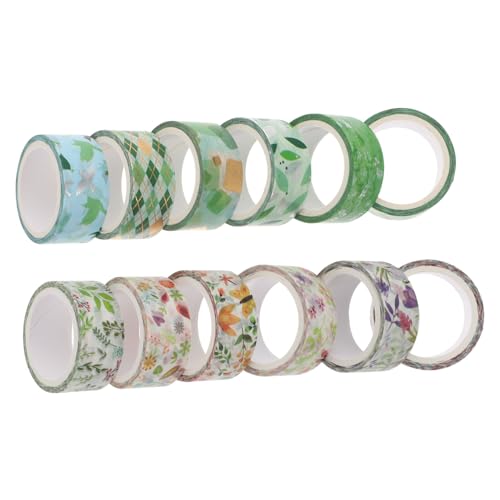 SHINEOFI 1 Satz Washi Tape The Washi Tape Klebeband Grün Doppelseitiges Schaumklebeband Klebeband Nachfüllt Aufkleber Für Geschenkverpackungen Klebebänder Japanisches Papier 12st von SHINEOFI