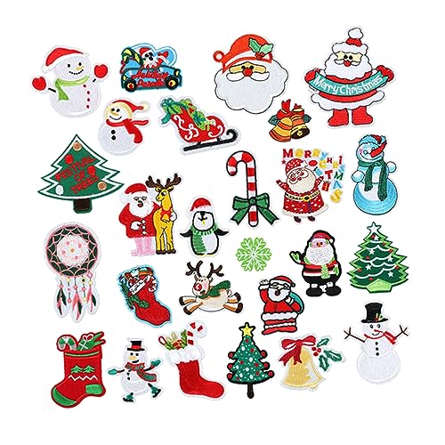 SHINEOFI 1 Set Weihnachts Stickerei Patch Süßigkeiten Stickset Pickle Patch Flaggen Stickerei Gestickte Aufkleber Stickrahmen Patches Für Rucksack Dekoration Stoff Patch Aus von SHINEOFI