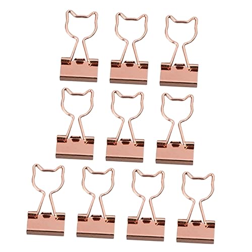 SHINEOFI 10 Stück Büroordner Büroklammer Bindepapier Klemmbretter Clips weißes Papier clipboard büroorganisation büro zubehör dekorative Papierklammern Schulmappenklammern Metall Rose Gold von SHINEOFI