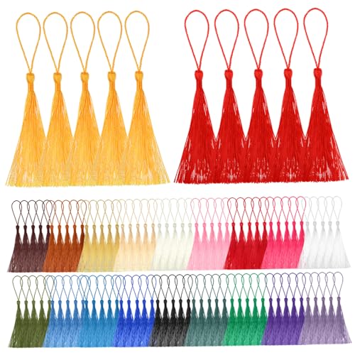 SHINEOFI 100 Stück Quasten Lesezeichen DIY Quasten für Bastelarbeiten für Schlüsselanhänger Taschenanhänger und Dekorationen Verschiedenen Farben SHINEOFI 100 Stück Quasten Lesezeichen DIY Quasten für Bastelarbeiten für Schlüsselanhänger Taschenanhänger und Dekorationen Verschiedenen Farben von SHINEOFI