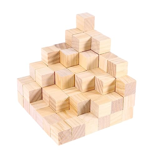 SHINEOFI 100 Stück unfertige quadratische Blöcke Puzzle-Würfel leere quadratische Blöcke unfertige Kiefernwürfel holzbrikett Holzstücke für Kunsthandwerk Bambus von SHINEOFI