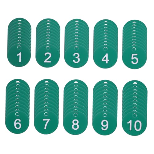 SHINEOFI 100st Digitales Etikett Nummerierter Schlüsselanhänger Schilderidentifikation Schlüsseletiketten Schlüsselanhänger Identifikatoren Nummerierte Plastik-id-tags Pvc Green von SHINEOFI