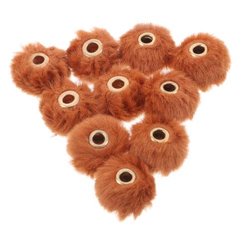 SHINEOFI 10st Fellknäuel-anhänger Pompons Für Schmuck Diy-schmuckzubehör Pompons Für Halsketten Kleine Pompons Kleine Fellbommel Pompons Für Accessoires Brown Künstliches Kaninchenfell von SHINEOFI