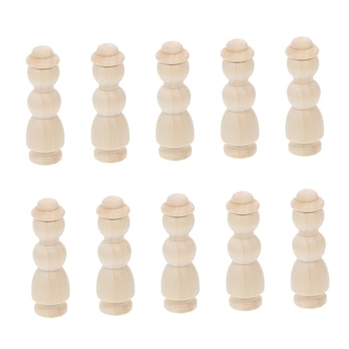 SHINEOFI 10st Holz Schurke Puppen Malen Steckpuppen Bemalen Körperpuppe Menschen Einfache Steckpuppen Mini-spielzeug Unfertige Schneemannpuppe Unfertige Weihnachtsbaumpuppe Hölzern Khaki von SHINEOFI