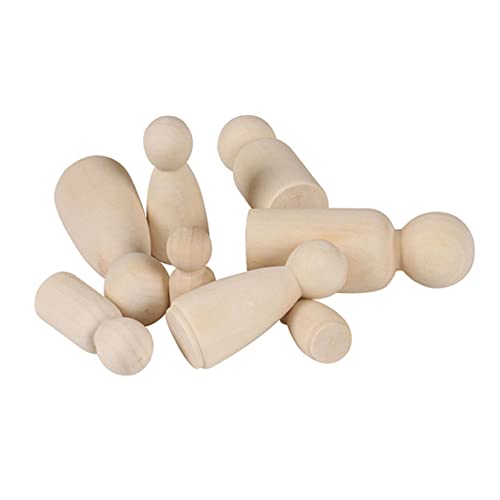 SHINEOFI 10st Holzpuppenmenschen Spielzeug Puppen Für Heimwerker Blanko-peg-puppen Kinder Dekor Familie Steckpuppen Zubehör Für Peg-puppen Kinderpuppen Peg-puppen-kit Hölzern Yellow von SHINEOFI