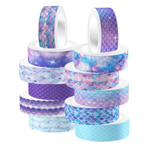 SHINEOFI 12 Rollen Fantasy -Farbband Milchband Meerjungfrau Sammelalbum Tagebuchband für Aufkleber Bastelband Dekoratives Washi Tape dekorative Klebebänder Planerband SHINEOFI 12 Rollen Fantasy -Farbband Milchband Meerjungfrau Sammelalbum Tagebuchband für Aufkleber Bastelband Dekoratives Washi Tape dekorative Klebebänder Planerband von SHINEOFI