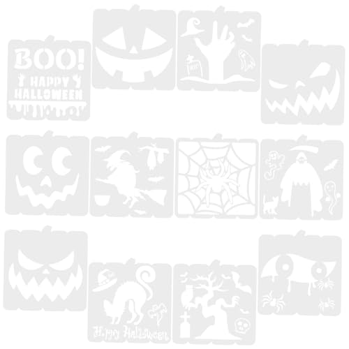 SHINEOFI 12 Stck. Halloween-zeichnungsvorlage Kürbis-süßigkeitsform Halloween-keksform Schmücken Fröhliche Halloween-schablonen Halloween-farbschablone Aufkleber Weiß Das Haustier von SHINEOFI