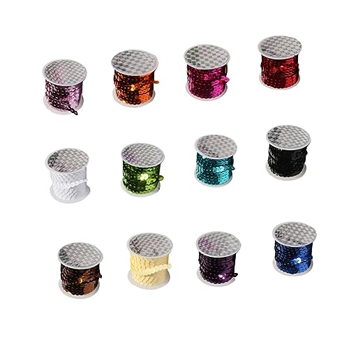 SHINEOFI 12 Stück Flaches Paillettenband 6 Mm x 5 Meter Glitzerndes DIY Geschenkband Für Hochzeitsdekoration Brautmode Bastelprojekte Und Kreative Anwendungen von SHINEOFI