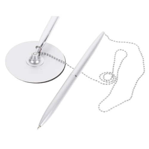 SHINEOFI 1Stk Stift unterschreiben kugelschreiber mit kette sign pen Premium Kugelschreiber Schreibtischstift Stift sicher Dienststift Counter-Service-Stift Kugelschreiber fürs Büro Silver von SHINEOFI