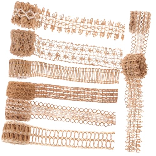 SHINEOFI 1set Hanfseil Gewebtes Band Sackleinen Bänder Umwickeln Dickes Cremefarbenes Band Samtband Gang Randbereich Beige Herbstband Trimmen Burgund Stoffband Tischläufer Rot Jute 8rolls von SHINEOFI