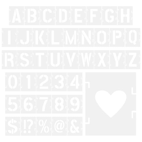 SHINEOFI 2 Inch Letter Stencils Symbol Numbers Craft Stencils Kit Reusable Alphabet Templates Stencil Kit for Painting on Wood Wall Fabric Chalkboard DIY Arts Projects von SHINEOFI