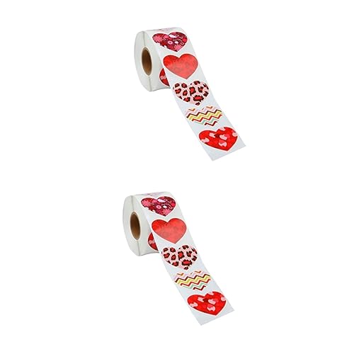 SHINEOFI 2 Rollen Aufkleber zum Valentinstag farbige Thermoetiketten herz geschenketiketten bunt dekorative Versiegelungsaufkleber Versiegelung sricker Drucker schmücken Dichtung Papier von SHINEOFI