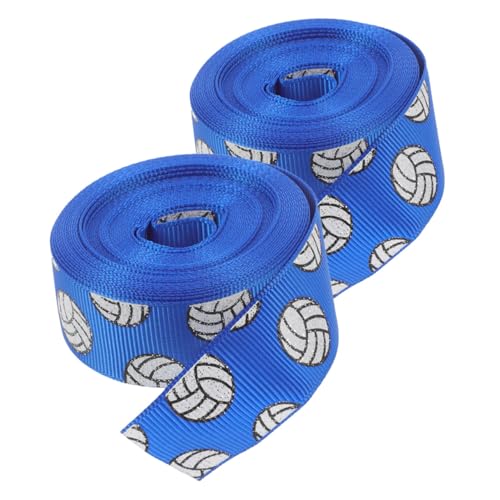 SHINEOFI 2 Rollen handgefertigter Bogen Anhängerzubehör Schleife Drahtgeflechtband dekorativer Abdeckungsschutz Kit-Band Band zum Basteln Volleyball-Geburtstagsdekorationen Polyester Blue von SHINEOFI