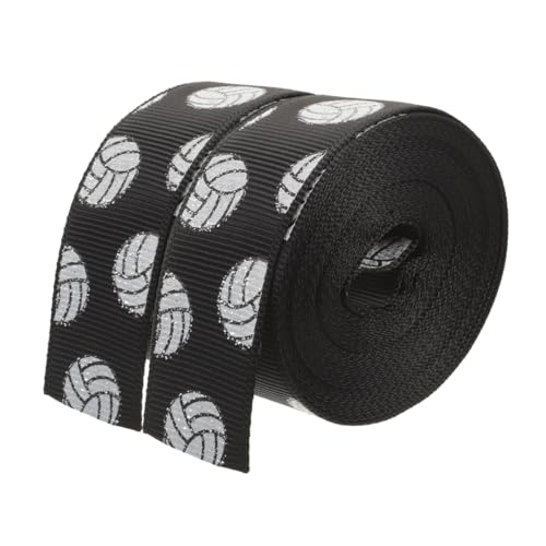 SHINEOFI 2 Rollen handgefertigter Bogen Haarschmuck Stirnband dekorative Abdeckungswischer Preisband Kleidung Pailletten party liefert Sportballbänder Kranzband Polyester Black von SHINEOFI