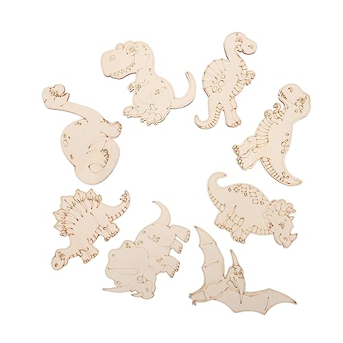 SHINEOFI 2 Sätze Dinosaurier Chips Aus Holz Kinderspielzeug Brett Stammspielzeug Tablet Bastelsets Für Graffiti Chips Dinosaurier Ausschnitte Zum Basteln Hüpfkissen 8 Stück * 2 von SHINEOFI