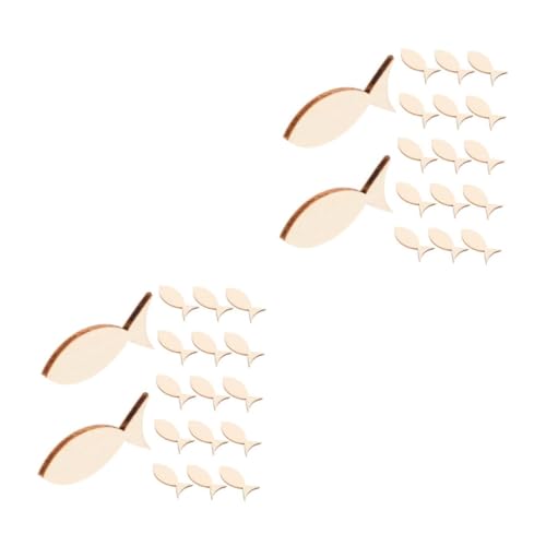 SHINEOFI 2 Sätze Fischförmiges Holzornament Fischausschnitte Angelzubehör Fischhandwerk Leerer Holzfisch Kleiner Fisch Aus Holz Tierfiguren Aus Holz Holzschild Leer Beige 50 Stück * 2 von SHINEOFI