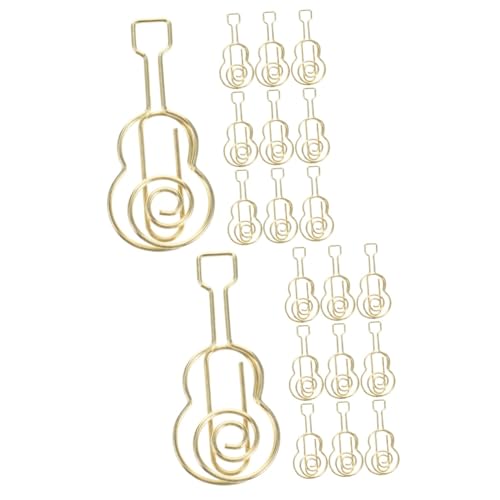 SHINEOFI 2 Sätze Geformte Büroklammer Büroklammern Abheften Clip-foto Gitarren-büroklammer Schicke Büroklammern Büro Büroklammern Mini-geigenklammern Papier Clips Metall Golden 50 Stück * 2 von SHINEOFI