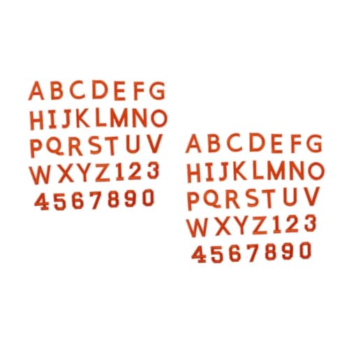 SHINEOFI 2 Sätze Gestickte Aufnäher Buchstaben-aufnäher Zum Aufbügeln Flicken Für Kleidung Buchstaben-patch Hosenapplikation Flicken Nummern Aufbügeln Stickgarn Orange 72 Stück * 2 von SHINEOFI