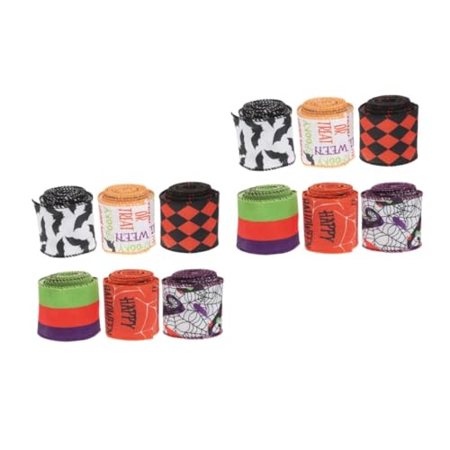 SHINEOFI 2 Sätze Halloween-bänder Geschenktüten Mit Kordelzug Ecke Tür Geschenkband Halloween Geschenkverpackungsband Halloween Geschenkverpackungsstreifen Verpackungsbanddekor 6 Rollen * 2 von SHINEOFI