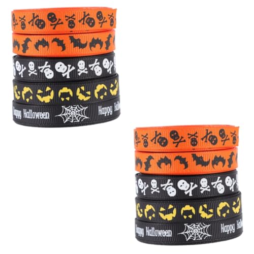 SHINEOFI 2 Sätze Halloween-bänder Souvenirs Schleife Bausätze Tür Geschenkband Halloween Atmosphäre Diy Ribbon Wickelband Halloween Verfügt Über Ein Band Polyester 5 Rollen * 2 von SHINEOFI