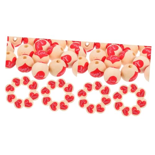 SHINEOFI 2 Sätze Holzperlen Zum Valentinstag Pop Brief Für Eukalyptus Rustikale Bastelzeug Herzform Decor Hölzerne Girlandenperlen Abstandsperlen Zum Valentinstag Rot 30 Stück * 2 von SHINEOFI