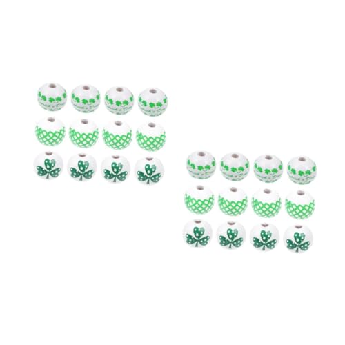 SHINEOFI 2 Sätze Irische Holzperlen St Patricks Day Dekoration Bastelkasten Bastelperlen Mit Löchern Ausgefallene Perlen Schmuckzubehör Selber Machen Armband Perlenmaterial 60 Stück * 2 von SHINEOFI