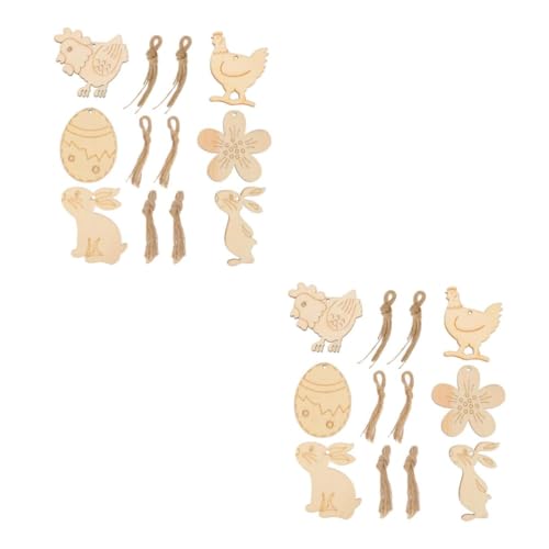 SHINEOFI 2 Sätze Kaninchen Ei Chips DIY Malerei Ornamente Holzscheiben DIY Holzmalerei Holzmalerei Holzhandwerk DIY Anhänger DIY Hängescheiben Aus 60 Stück * 2 von SHINEOFI