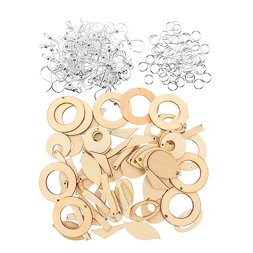 SHINEOFI 2 Sätze Material Für Ohrringe Perlen Bausatz Gold Reifen Zucht Haken Holzperle Schmuckherstellung Zubehör Holzschmuck Ohrring-rohling-charme Diy Ohrring Leer Hölzern 70 Stück * 2 von SHINEOFI