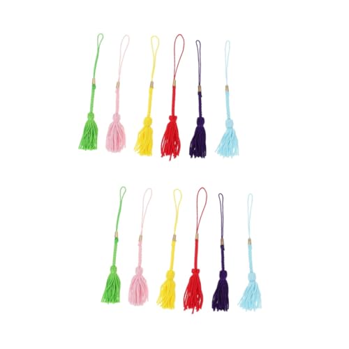 SHINEOFI 2 Sätze Quaste Lanyard Schmuckset Taschenanhänger Mit Quaste Zubehör Lesezeichen Mit Quaste Quasten Zur Herstellung Von Schlüsselanhängern Metallisch Colorful Rayon 6 Stück * 2 von SHINEOFI