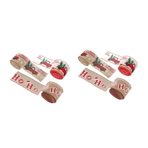 SHINEOFI 2 Sätze Sackleinen-weihnachtsband Weihnachtskranz Bänder Für Weihnachten Weihnachtsbaum Weihnachtsdrahtband Ribbons Ribbon Band Verpackungsband Weihnachtsband 3 Rollen * 2 von SHINEOFI