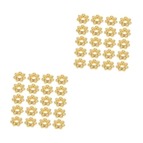 SHINEOFI 2 Sätze Schneeflocken-perlenhalter Quetschperlen Für Die Schmuckherstellung Armbandabstandshalter Armbandherstellung Spacer-perlen-anhänger Golden Rostfreier Stahl 100 Stück * 2 von SHINEOFI