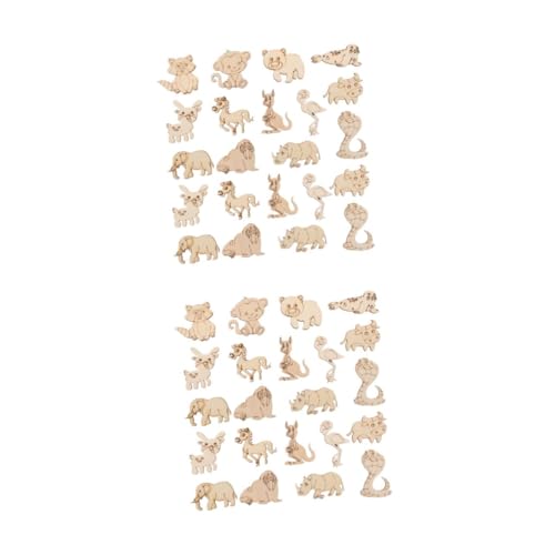 SHINEOFI 2 Sätze Tierische Holzspäne Süße Tierscheibe Diy-graffiti-chip Holztierausschnitte Zum Basteln Tierischer Holzausschnitt Graffiti-holzscheiben Tierholzausschnitt Beige 50 Stück * 2 von SHINEOFI