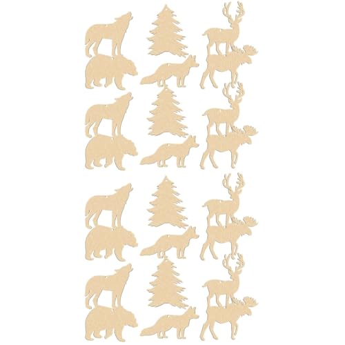 SHINEOFI 2 Sätze Tierschmuck Aus Holz Stand Aufhänger Eiskaffeebecher Getränk Für Sieb Tiermotive Holztiere Tierformen Wildtiere Holzspäne in Wildtierform Tierscheiben Aus Holz 30 Stück * 2 von SHINEOFI