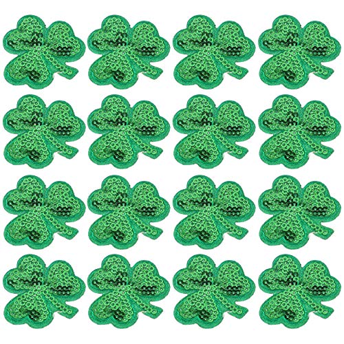 SHINEOFI 2 Sätze à 20 Stk Klee Patch St. Aufnäher Für Kleidung Zum Patrick's Day Kleidung Reparieren Pailletten-kleidung Applikationsflicken Aufnähen Gestickt Schmelzklebefolie Eisenbleche von SHINEOFI