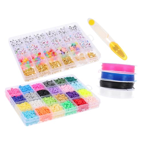 SHINEOFI 2 Sets Weichkeramik Set Perlen Perlenanhänger Ohrringe Eras Mini Bügelperlen Jumboperlen Schmuckverschlüsse Halskettenketten Kit Loom Charms Für Halsketten Edelsteine von SHINEOFI