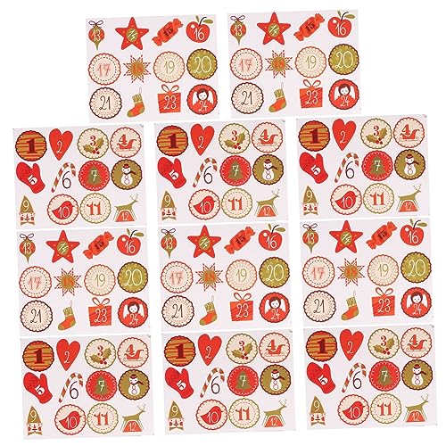SHINEOFI 20 Blätter Weihnachtssiegelaufkleber Grußkartenaufkleber etikett für weihnachtsgeschenke weihnachtssticker kinder adventskalenderaufkleber Süßigkeiten Weihnachts-Tags von SHINEOFI