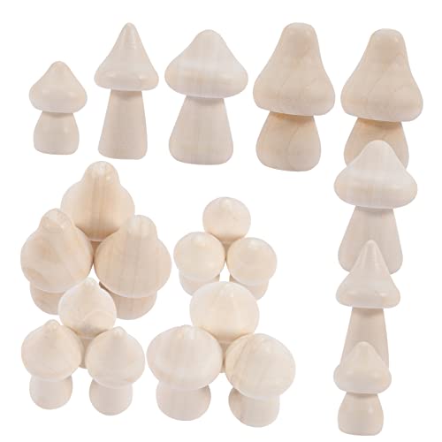 SHINEOFI 20St Holzpilz einfachen Pilz malen Miniaturpilz Pilze einfacher Pilz Miniaturmalerei Pilz bastelzeug bastelkasten holzdeko unlackierter Pilz aus Holz Pilzmodell aus Holz Lotusbaum von SHINEOFI