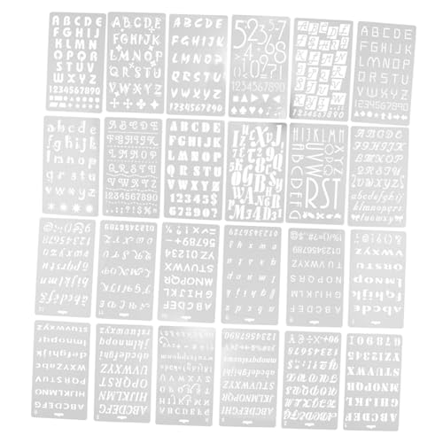 SHINEOFI 24 Stück Vorlage Für Buchstaben Schablonen Buchstabennummer Vorlage Zahlen Hohle Vorlagen Alphabet-briefmarken Alphabet-malschablone Decke Multi Briefe Wiederverwendbar Plastik von SHINEOFI