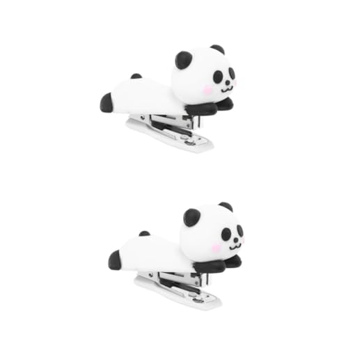 SHINEOFI 2St Panda-Hefter intelligenter Adapter Heimadapter Mini-Zubehör tragbare Halterung Kinderzimmer Heftmaschine Hefter klein Panda-Schreibtischzubehör weiches Gummi von SHINEOFI