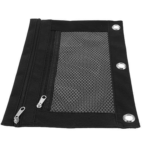 SHINEOFI 3-Ring-Ordnertasche für Federmäppchen Münze Binder-Stifttasche Kasse schultüte bürotasche organizer pouch schuletui coupon Bindetaschen Ordner-Dokumententaschen Oxford-Stoff Black von SHINEOFI