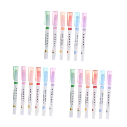 SHINEOFI 3 Sätze 3 Sets Textmarker Bürobedarf Marker Pinselspitze College Schulbedarf Permanentmarker Löschbare Marker Buchmarker Stifte Verschiedene Farben 6 Stück * 3 von SHINEOFI