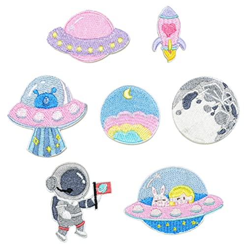 SHINEOFI 3 Sätze À 8 Stück Astronauten Klett verschluss System Aufkleber Inhaber Papierdekorationen hängen Papiersolar raumfahrer space man Kleiderflicken Kleidungsdekor Polyester Rosa von SHINEOFI