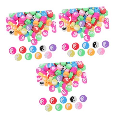 SHINEOFI 3 Sätze Buchstabenperlen Buchstaben Aus Tonperlen Keramikperlen Kandi-charme Donut-lebensmittelperlen Armbandperlen Und Anhänger Tai-chi-perlen Abc-perlen Polymer-ton 100 Stück * 3 von SHINEOFI