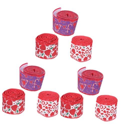 SHINEOFI 3 Sätze Draht Seitband Ribbon Ripsband Dekoratives Geschenkband Valentinsday Valentines Schwarzes Band Sackleinen Liebevolle Herzbänder Diy-bänder Polyester Rot 3 Rollen * 3 von SHINEOFI