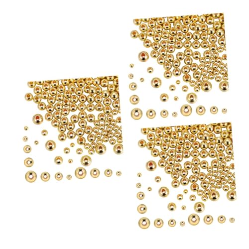 SHINEOFI 3 Sätze Farbkonservierende Perlen Metallperlen Set Zur Herstellung Von Armbändern Perlenketten-kit Kleine Perlen Kleine Goldperlen Armband-anhänger Kupfer Golden 400 Stück * 3 von SHINEOFI