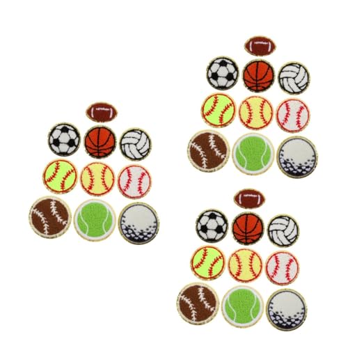 SHINEOFI 3 Sätze Fußball-stickpatch Aufnäher Für Jacken Fußball Patch Eisen Auf Patch Aufbügeln Patch Jacken Patch Hose Basketball-patch Volleyball-patch Sport-patches Chenille 10 Stück * 3 von SHINEOFI